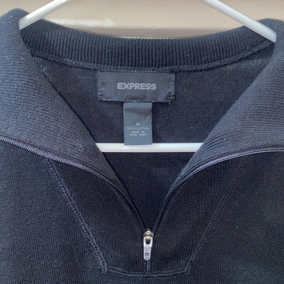 Black Express Long Sleeve Quarter Zip Sweatshirt, Mens Medium, 100% Cotton - Picture 3 of 4